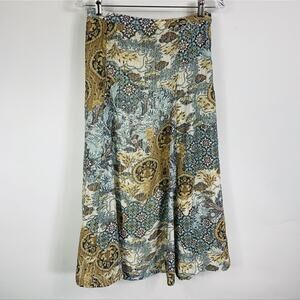 Vintage Floral Paisley Pastel Print Midi Skirt Small